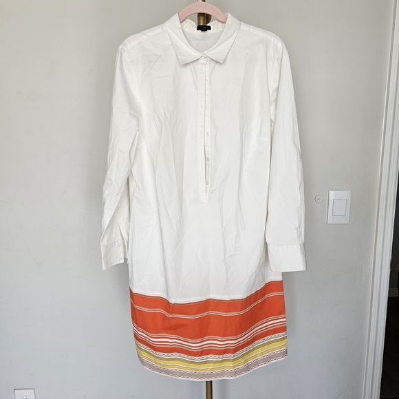 Ann Taylor Dresses & Skirts - Ann Taylor White and Orange Long Sleeve Dress